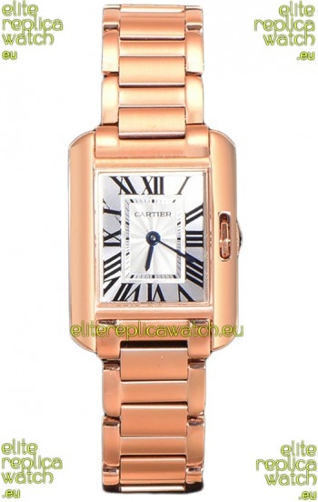 Cartier Tank Anglaise Rose Gold Watch in Steel Strap Swiss Quartz Watch 30MM