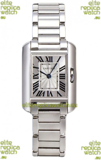 Cartier Tank Anglaise Steel Casing in Steel Strap Swiss Quartz Watch 30MM