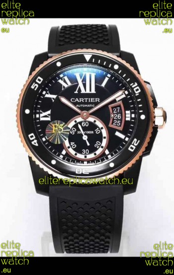 Calibre De Cartier Watch 42MM Blue Dial PVD Coated Case - 1:1 Mirror Replica Watch