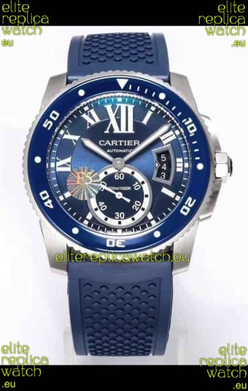 Calibre De Cartier Watch 42MM Blue Dial Steel Case - 1:1 Mirror Replica Watch