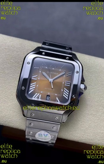 Cartier Santos De Cartier 904L Steel Brown Dial 1:1 Mirror Replica - 40MM Stainless Steel Watch