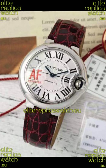 Ballon De Cartier Swiss Automatic 1:1 Mirror Quality Brown Strap 33MM in Steel Casing 