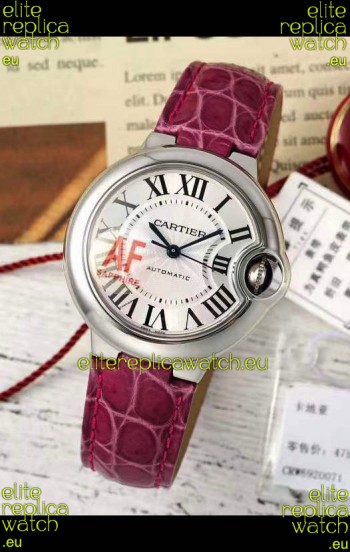 Ballon De Cartier Swiss Automatic 1:1 Mirror Quality Pink Strap 33MM in Steel Casing