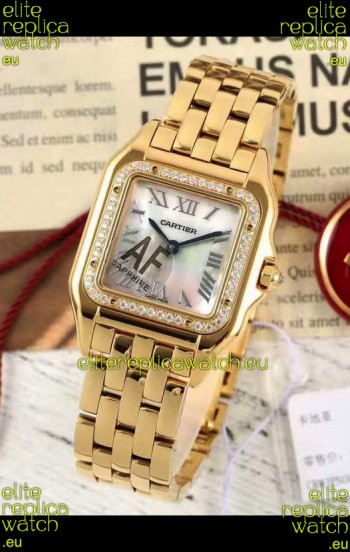 PANTHERE de Cartier Edition 27mm Pearl Dial 1:1 Mirror Swiss Watch Yellow Gold Casing