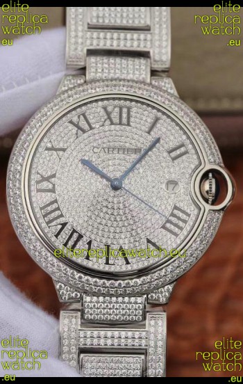 Ballon De Cartier Swiss Automatic Watch with Diamonds Embedded Dial and Casing - 42MM