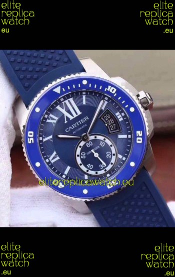 Calibre De Cartier Watch 42MM Blue Dial Steel Case - 1:1 Mirror Replica Watch