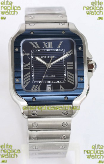 Santos De Cartier 1:1 Blue DLC Bezel Swiss Replica Watch 40MM