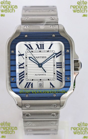 Santos De Cartier 1:1 Blue DLC Bezel Swiss Replica Watch 40MM
