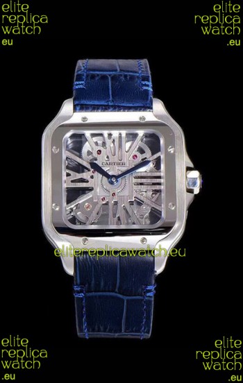 Cartier Santos DUMONT Skeleton Watch in Stainless Steel Swiss Watch 