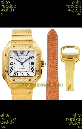 Cartier "Santos De Cartier" Mens XL 1:1 Mirror Replica Watch in Yellow Gold Casing