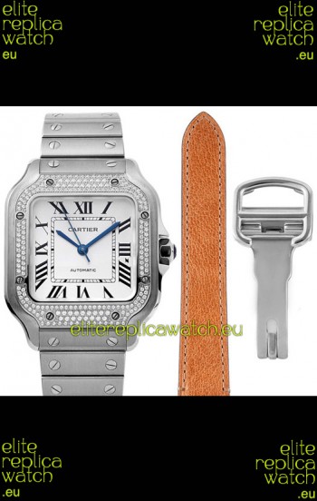 Cartier "Santos De Cartier" Mens XL 1:1 Mirror Replica Watch in Stainless Steel Casing