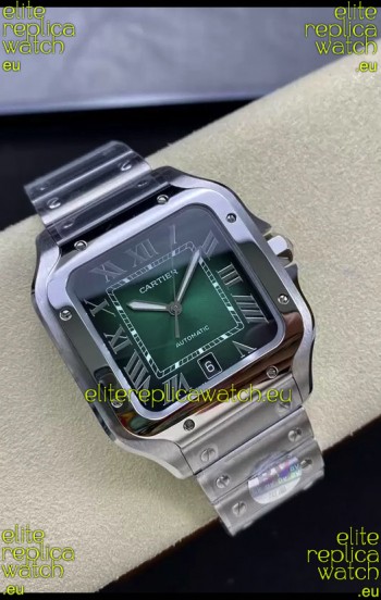 Cartier Santos De Cartier 904L Steel Green Dial 1:1 Mirror Replica - 40MM Stainless Steel Watch