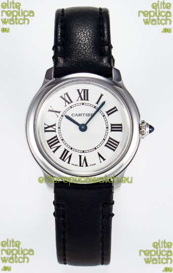 Ronde De Cartier Super Clone 29MM Swiss Replica Watch in Silver-Plated White Dial