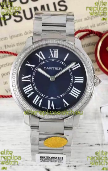 Cartier Ronde Must 36MM Swiss Quartz Blue Dial 1:1 Mirror Swiss Replica Watch 