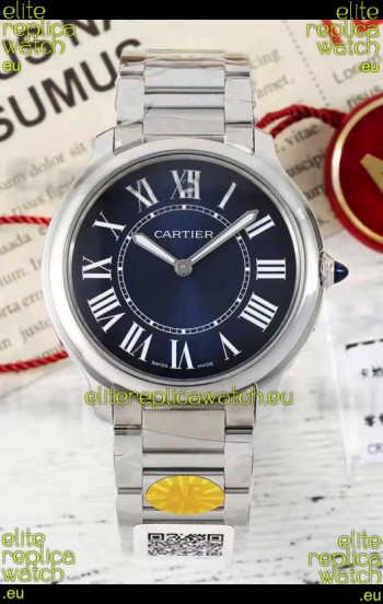 Cartier Ronde Must 36MM Swiss Quartz Blue Dial 1:1 Mirror Swiss Replica Watch 