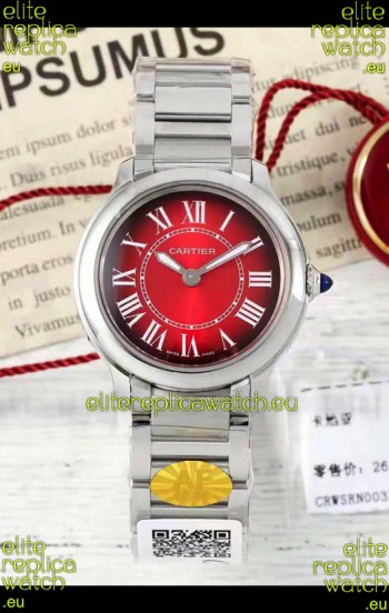 Cartier Ronde Must 29MM Swiss Quartz Red Dial 1:1 Mirror Swiss Replica Watch 