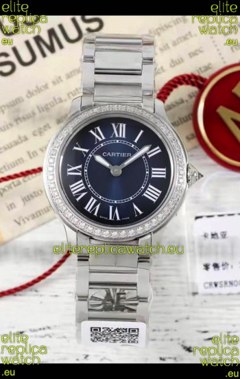 Cartier Ronde Must 29MM Swiss Quartz Blue Dial 1:1 Mirror Swiss Replica Watch 