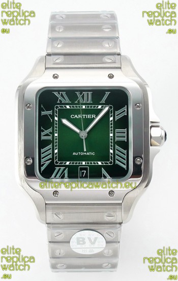 Cartier Santos De Cartier 904L Steel Green Dial Super Clone Replica 40MM Watch 