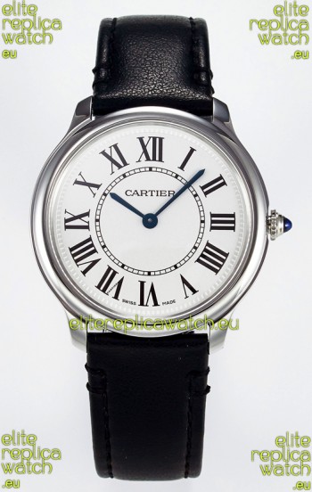 Ronde De Cartier Super Clone 36MM Swiss Replica Watch in Silver-Plated White Dial
