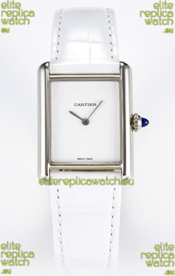 Tank Must Cartier Super Clone Edition 29MM Watch in Steel Casing White Dial 