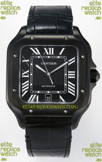 Cartier Santos De Cartier DLC Coating on Steel Black Dial Super Clone Replica 40MM Watch 