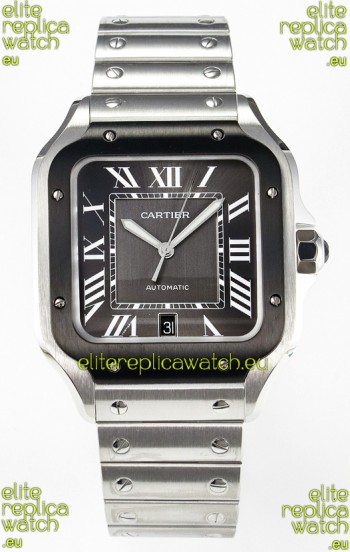 Cartier Santos De Cartier 904L Steel Grey Dial Super Clone Replica 40MM Watch 