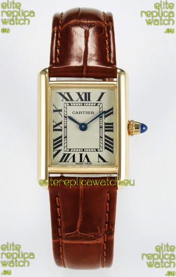 Tank Must Cartier Super Clone Edition 29MM Watch in Yellow Gold Casing 
