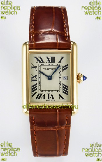 Tank Must Cartier Super Clone Edition 33.7 Watch in Yellow Gold Casing 