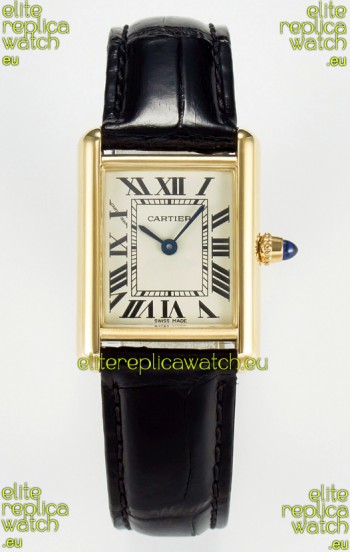 Tank Must Cartier Super Clone Edition 29MM Watch in Yellow Gold Casing 