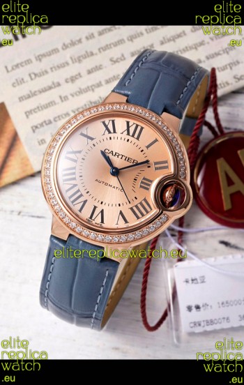 Ballon De Cartier Swiss Automatic Gold Dial Mirror Quality 33MM in Rose Gold Plating