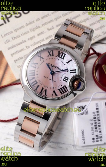 Ballon De Cartier Swiss Automatic Pink Pearl Dial Mirror Quality 33MM in Two Tone Casing