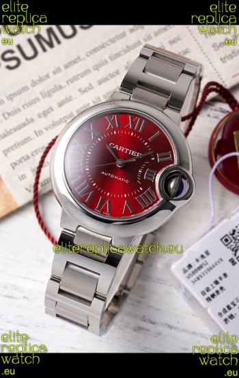 Ballon De Cartier Swiss Automatic Red Dial Mirror Quality 33MM in Stainless Steel 