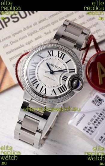 Ballon De Cartier Swiss Automatic 1:1 Mirror Quality 33MM in Steel Casing Diamonds Bezel