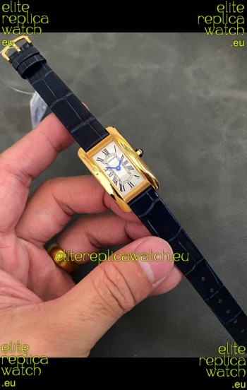 Cartier Tank Americaine Ladies Swiss Quartz Watch 1:1 Mirror Replica Yellow Gold Casing