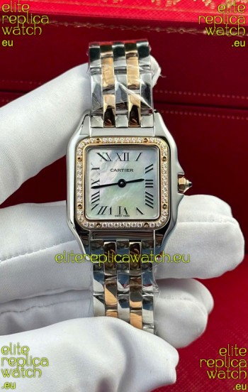 PANTHERE de Cartier Edition 27mm Pearl Dial 1:1 Mirror Swiss Watch Two Tone Rose Gold Casing