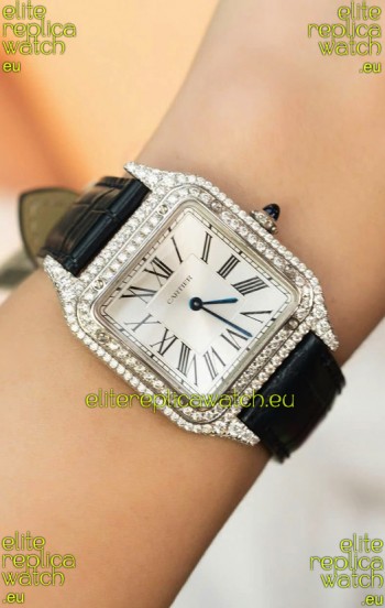 Cartier Santos Dumont 27.5MM Super Clone Edition Watch in Mossanites Casing
