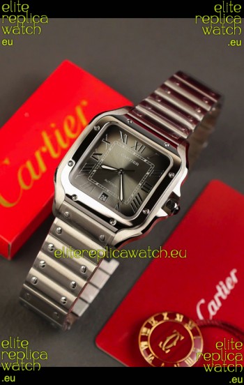 Cartier Santos De Cartier 904L Steel Grey Dial Super Clone Replica 40MM Watch 