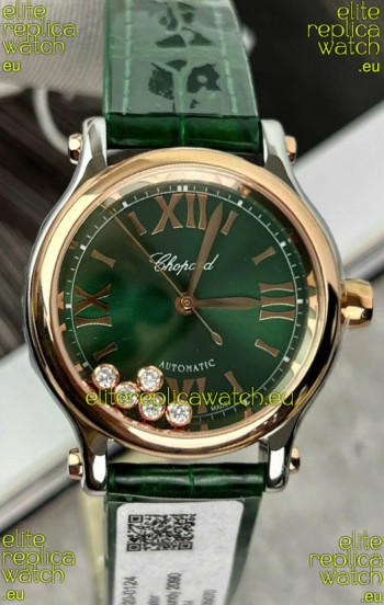 Chopard Super Clone Happy Sport Rose Gold Watch in Green Dial - Automatic Movement 36MM