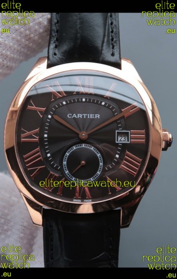 Drive De Cartier 1:1 Mirror Replica Watch in Rose Gold Plating - Brown Dial 