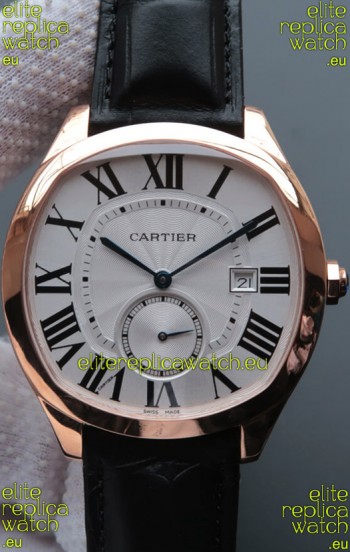 Drive De Cartier 1:1 Mirror Replica Watch in Rose Gold Plating - White Dial 
