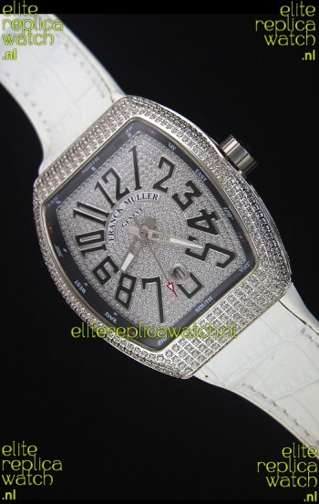 Franck Muller Vanguard Swiss Replica Watch in Diamonds Encrusted Dial