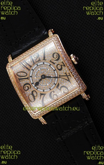 Franck Muller Master of Sqaure Ladies Quartz Replica Watch in Pink Gold Case