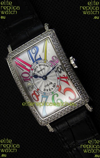 Franck Muller Long Island Color Dreams Ladies Swiss Replica Watch - Black Strap