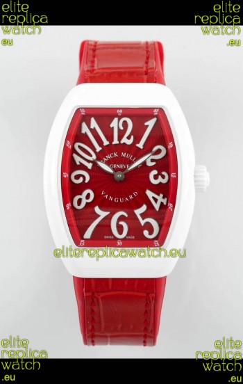 Franck Muller Vanguard Yachting V32 Ceramic Casing Red Dial/Strap Swiss Replica Watch 