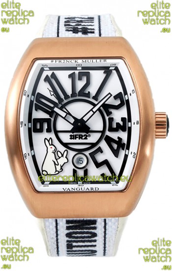 Franck Muller "Fr2nck" Vanguard Rabbit Edition Swiss Replica Watch in Rose Gold Casing