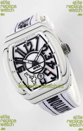 Franck Muller "Fr2nck" Vanguard Rabbit Edition Swiss Replica Watch in White Carbon Casing 
