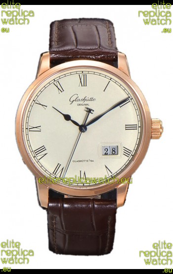 Glashütte Senator Excellence Panorama Date Rose Gold 1:1 Mirror Replica Watch 