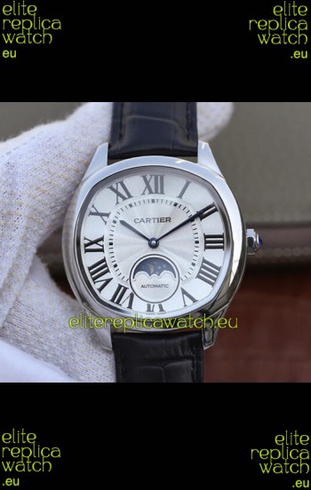 Drive De Cartier Moonphase Edition 1:1 Mirror Replica Watch in Stainless Steel - White Dial 