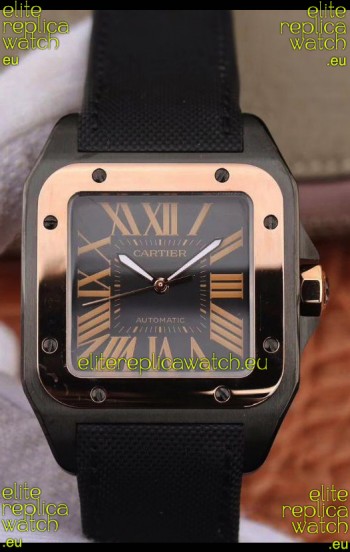 Cartier Santos Titanium Casing Watch in Rose Gold Bezel 1:1 Mirror Quality - Automatic Movement