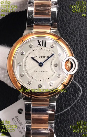 Ballon De Cartier Swiss Quartz 1:1 Mirror Quality 28MM in Two Tone Rose Gold Casing
